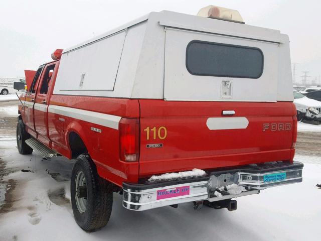 2FTJW36M9NCA65315 - 1992 FORD F350 RED photo 3