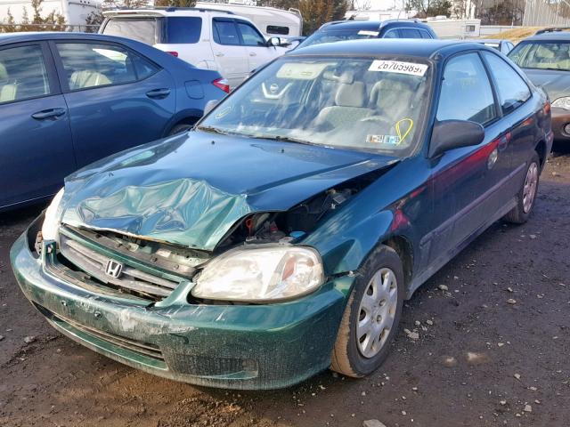 1HGEJ6220YL076222 - 2000 HONDA CIVIC DX GREEN photo 2