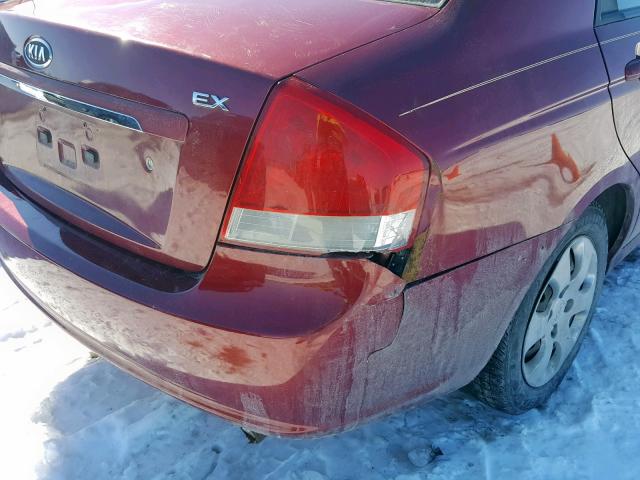 KNAFE121275413720 - 2007 KIA SPECTRA EX MAROON photo 9