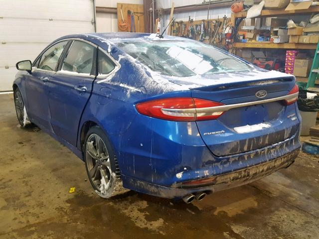 3FA6P0VP7HR202346 - 2017 FORD FUSION SPO BLUE photo 3