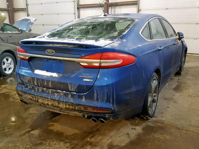 3FA6P0VP7HR202346 - 2017 FORD FUSION SPO BLUE photo 4