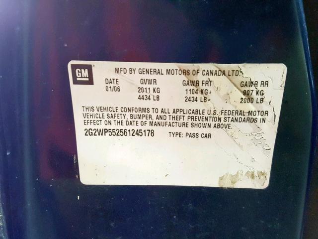 2G2WP552561245178 - 2006 PONTIAC GRAND PRIX GREEN photo 10