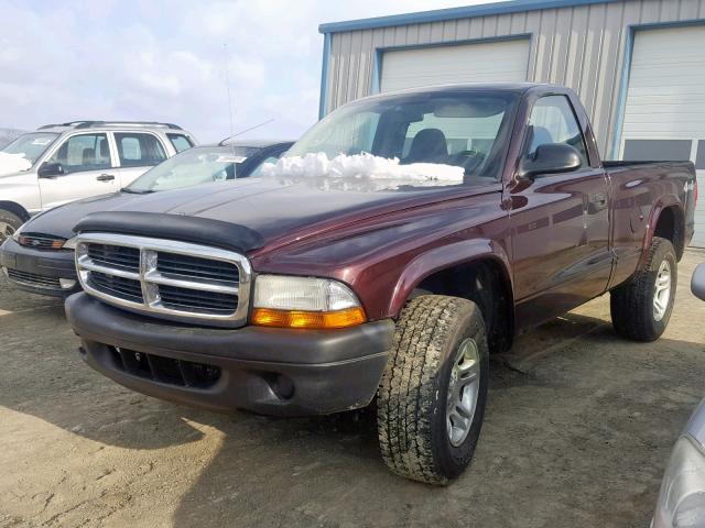 1D7GG16K24S588735 - 2004 DODGE DAKOTA SXT BURGUNDY photo 2