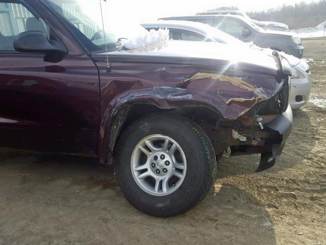 1D7GG16K24S588735 - 2004 DODGE DAKOTA SXT BURGUNDY photo 9