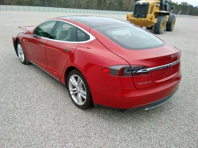 5YJSA1H15EFP55792 - 2014 TESLA MODEL S RED photo 3