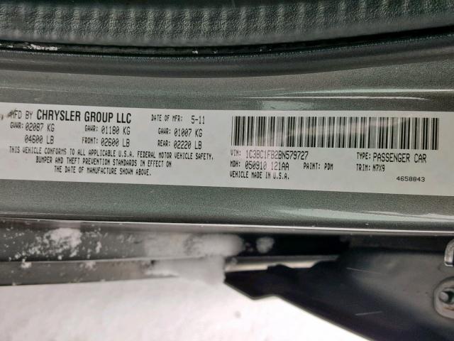 1C3BC1FB2BN579727 - 2011 CHRYSLER 200 TOURIN GRAY photo 10