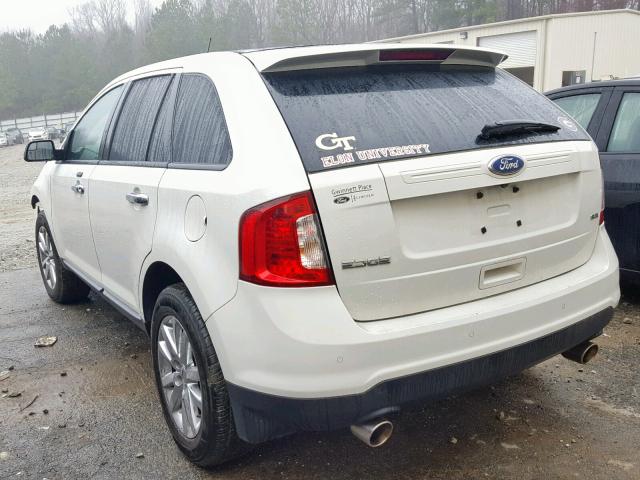 2FMDK3JC8BBB09681 - 2011 FORD EDGE SEL WHITE photo 3