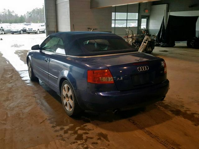 WAUAC48H04K008801 - 2004 AUDI A4 1.8 CAB BLUE photo 3