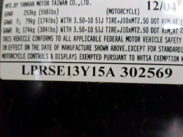 LPRSE13Y15A302569 - 2005 YAMAHA XC125 V RED photo 10