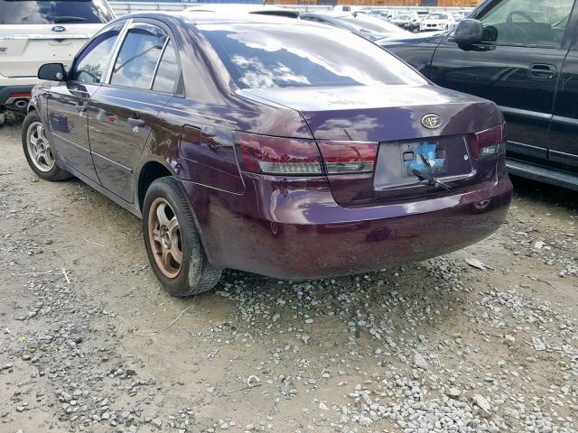 5NPET46C56H137193 - 2006 HYUNDAI SONATA GL BURGUNDY photo 3