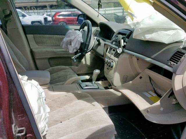 5NPET46C56H137193 - 2006 HYUNDAI SONATA GL BURGUNDY photo 5