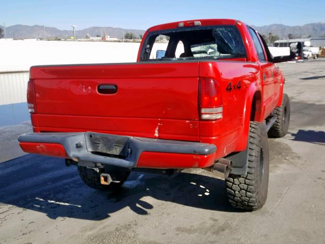 1D7HG38N84S596359 - 2004 DODGE DAKOTA QUA RED photo 4