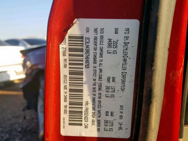 2C3LA43R67H648769 - 2007 CHRYSLER 300 RED photo 10