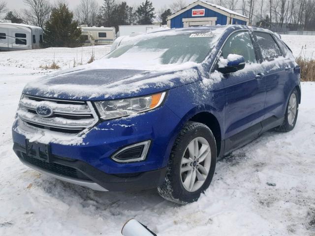 2FMTK4J87FBB63220 - 2015 FORD EDGE SEL BLUE photo 2