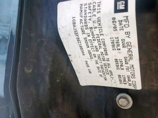 1G8AJ55F86Z108344 - 2006 SATURN ION LEVEL BLACK photo 10
