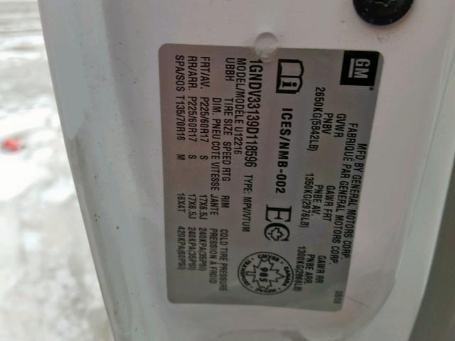 1GNDV33139D118596 - 2009 CHEVROLET UPLANDER L 白色 照片 10