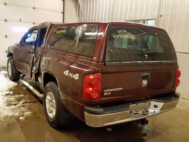 1D7HW48N25S253928 - 2005 DODGE DAKOTA QUA MAROON photo 3