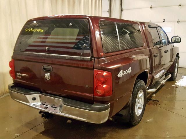 1D7HW48N25S253928 - 2005 DODGE DAKOTA QUA MAROON photo 4