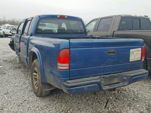 1D7HL38X13S249936 - 2003 DODGE DAKOTA QUA BLUE photo 3