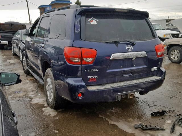 5TDZY68A88S001096 - 2008 TOYOTA SEQUOIA LI BLUE photo 3