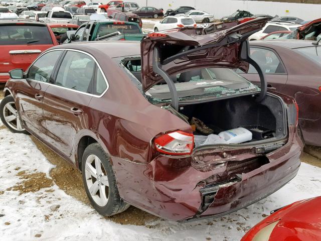 1VWBN7A35DC144690 - 2013 VOLKSWAGEN PASSAT SE MAROON photo 3