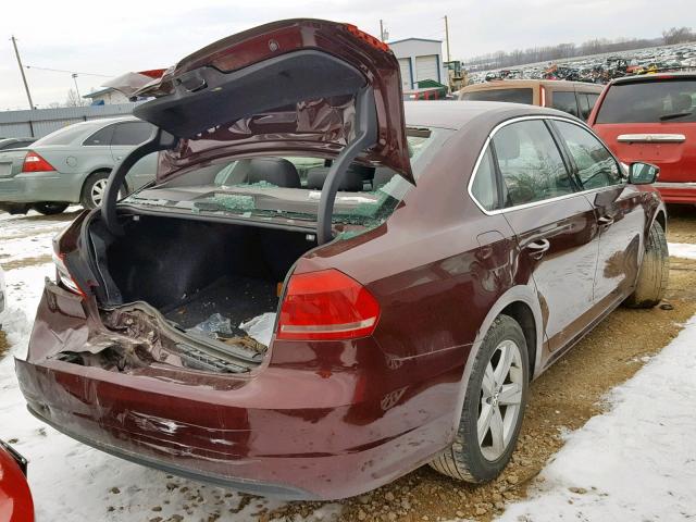 1VWBN7A35DC144690 - 2013 VOLKSWAGEN PASSAT SE MAROON photo 4