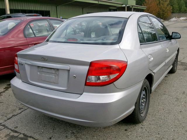 KNADC125546323967 - 2004 KIA RIO SILVER photo 4