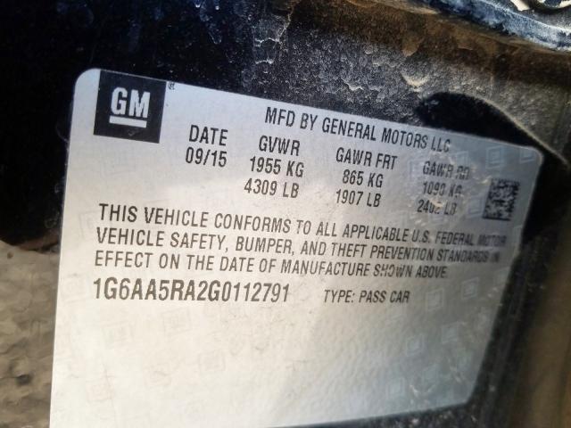 1G6AA5RA2G0112791 - 2016 CADILLAC ATS  photo 10