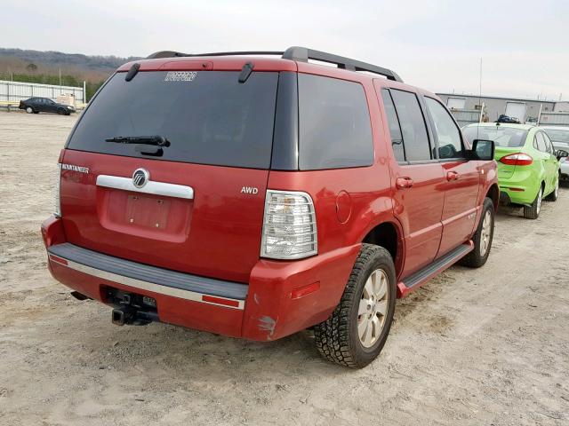 4M2EU47E87UJ17289 - 2007 MERCURY MOUNTAINEE RED photo 4