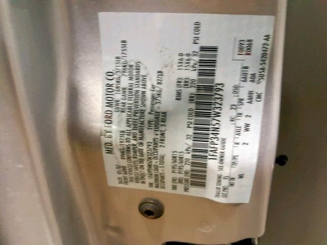 1FAFP34N57W323793 - 2007 FORD FOCUS ZX4 SILVER photo 10