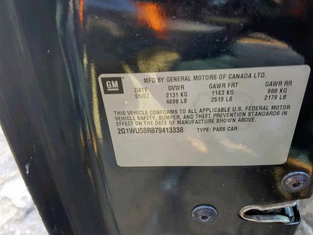 2G1WU58R879413338 - 2007 CHEVROLET IMPALA LTZ BLACK photo 10