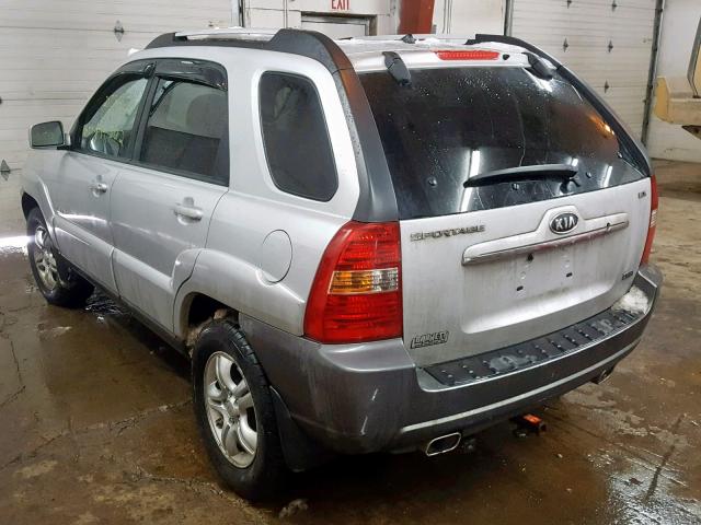 KNDJE723087466620 - 2008 KIA SPORTAGE E SILVER photo 3