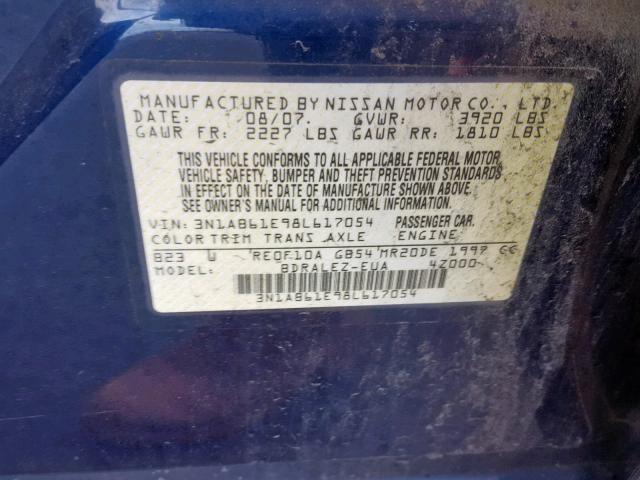 3N1AB61E98L617054 - 2008 NISSAN SENTRA 2.0 BLUE photo 10