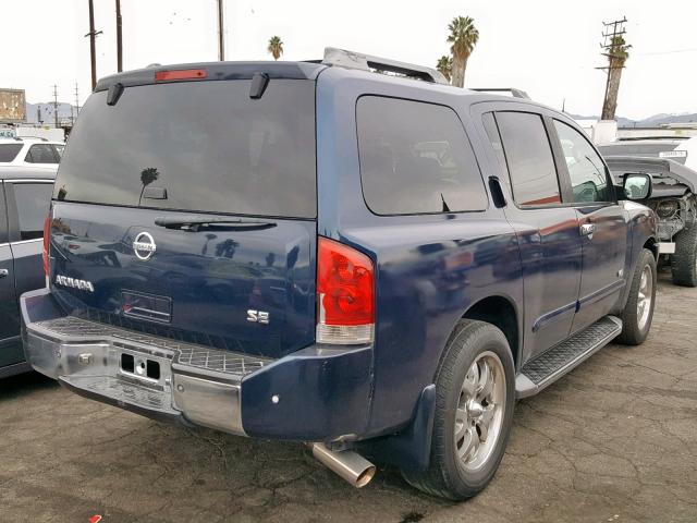 5N1AA08A77N714358 - 2007 NISSAN ARMADA SE BLUE photo 4