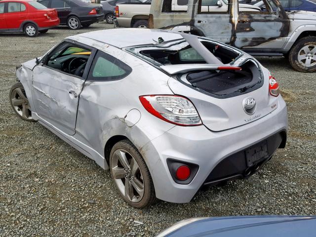 KMHTC6AE0DU158043 - 2013 HYUNDAI VELOSTER T SILVER photo 3