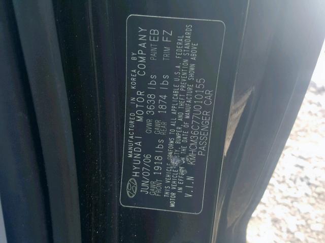 KMHCM36C77U010155 - 2007 HYUNDAI ACCENT GS BLACK photo 10