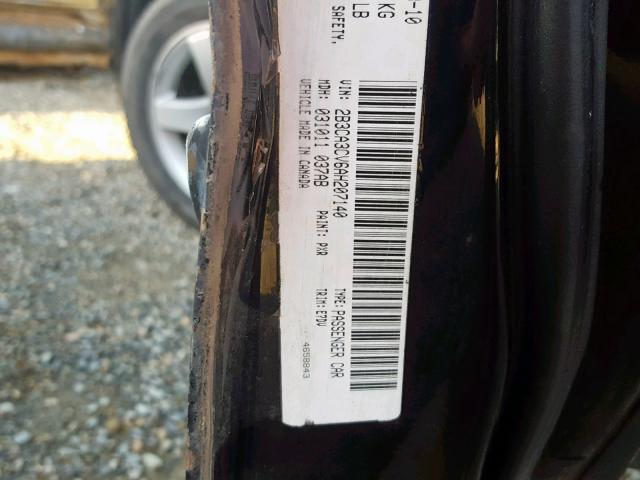 2B3CA3CV6AH207140 - 2010 DODGE CHARGER SX BLACK photo 10