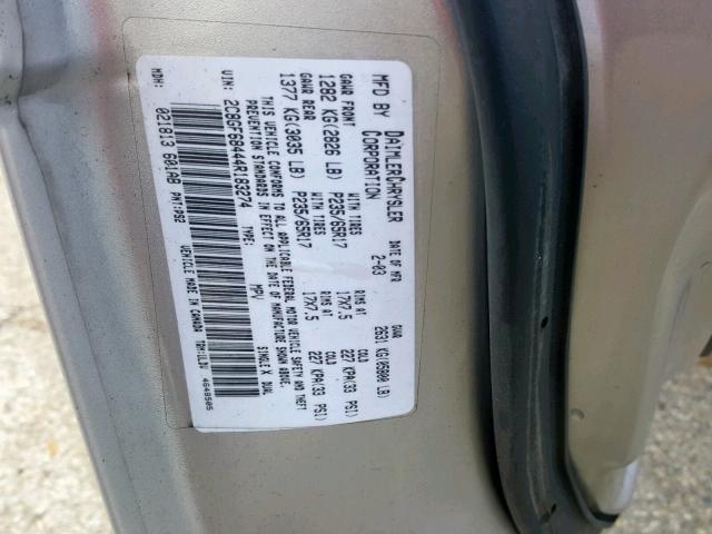 2C8GF68444R183274 - 2004 CHRYSLER PACIFICA BLACK photo 10