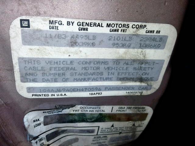 1G4AJ69A0EH470596 - 1984 BUICK REGAL TAN photo 10