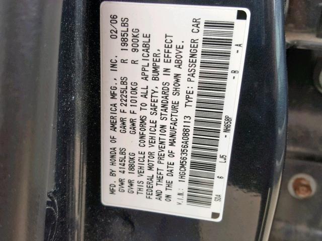 1HGCM56356A088113 - 2006 HONDA ACCORD SE GRAY photo 10