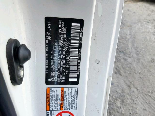 JF1ZNAA16D2723857 - 2013 TOYOTA SCION FR-S WHITE photo 10