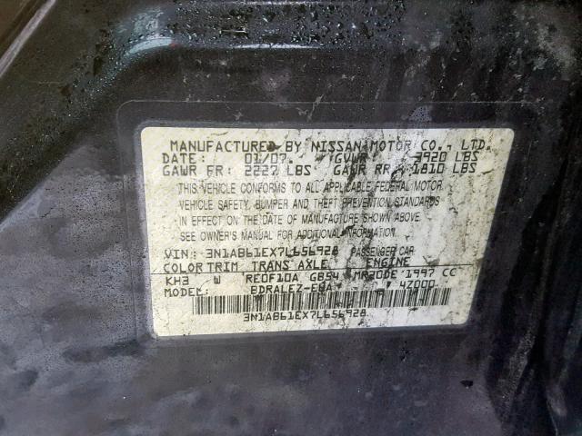 3N1AB61EX7L656928 - 2007 NISSAN SENTRA BLACK photo 10