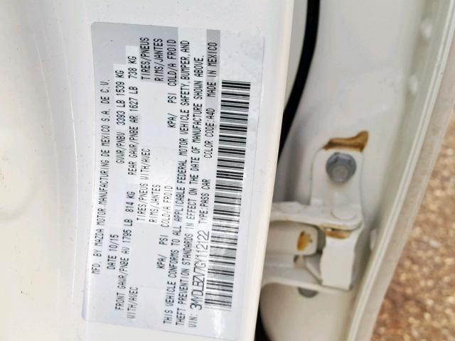 3MYDLBZV7GY112122 - 2016 TOYOTA SCION IA WHITE photo 10