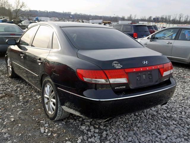 KMHFC46F27A179288 - 2007 HYUNDAI AZERA SE BLACK photo 3