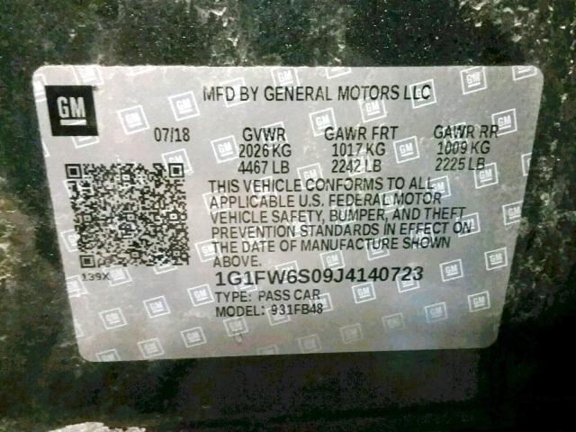 1G1FW6S09J4140723 - 2018 CHEVROLET BOLT EV LT GRAY photo 10