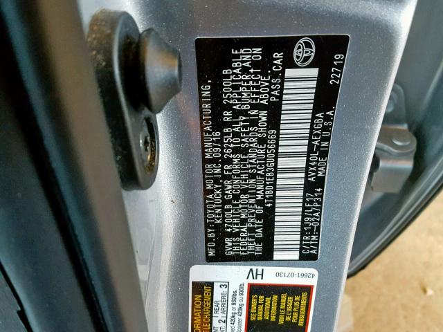 4T1BD1EB3GU056669 - 2016 TOYOTA AVALON HYB SILVER photo 10