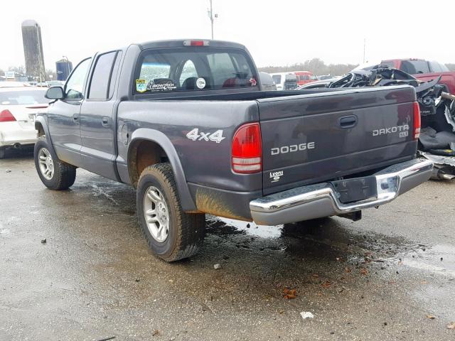 1D7HG48N54S667281 - 2004 DODGE DAKOTA QUA GRAY photo 3