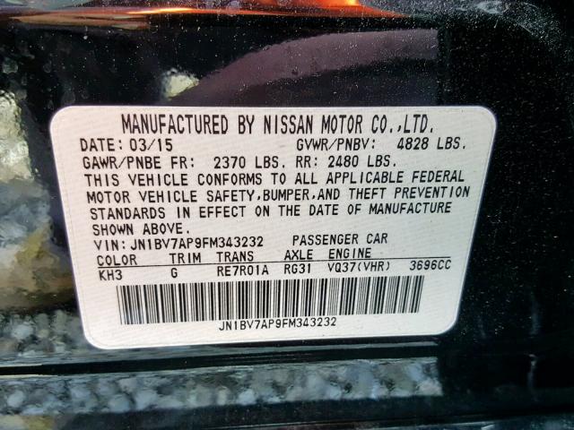 JN1BV7AP9FM343232 - 2015 INFINITI Q50 BASE BLACK photo 10