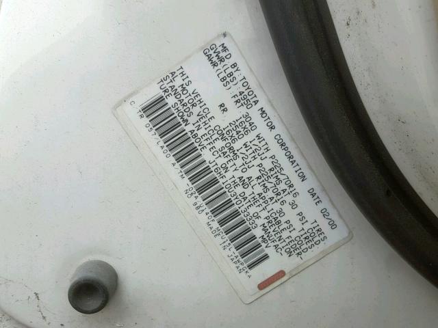 JT6HF10U3Y0133333 - 2000 LEXUS RX 300 WHITE photo 10