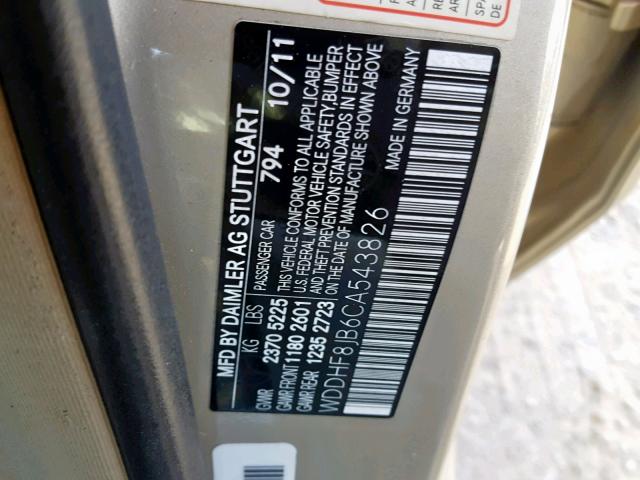 WDDHF8JB6CA543826 - 2012 MERCEDES-BENZ E 350 4MAT GOLD photo 10